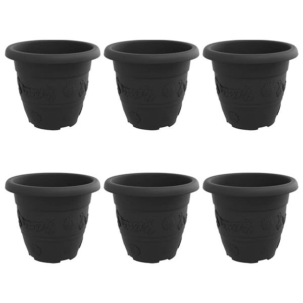 Grote foto vidaxl ronde bloempot 6 pcs zwart 22 x 18 cm kunststof tuin en terras overige tuin en terras