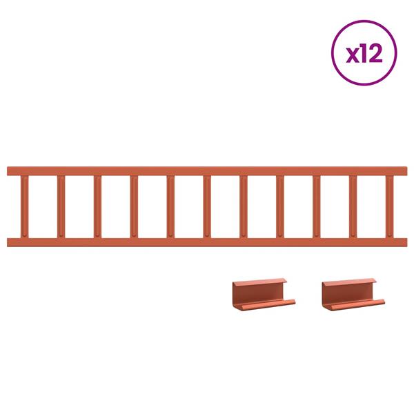 Grote foto vidaxl dak sneeuwbeugel rood 1200 x 2 5 x 20 cm staal tuin en terras hekken en schuttingen