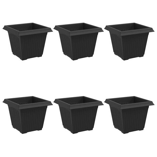 Grote foto vidaxl vierkante bloempot 6 pcs zwart 20 x 20 x 16 cm kunststof tuin en terras overige tuin en terras
