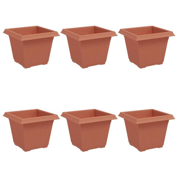 Grote foto vidaxl vierkante bloempot 6 pcs baksteenrood 20 x 20 x 16 cm kunststof tuin en terras overige tuin en terras