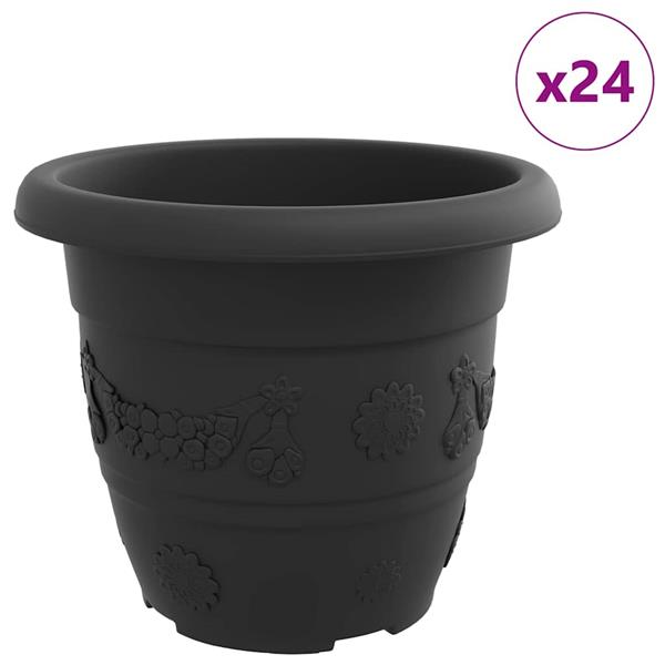 Grote foto vidaxl ronde bloempot 24 pcs zwart 26 x 21.5 cm kunststof tuin en terras overige tuin en terras