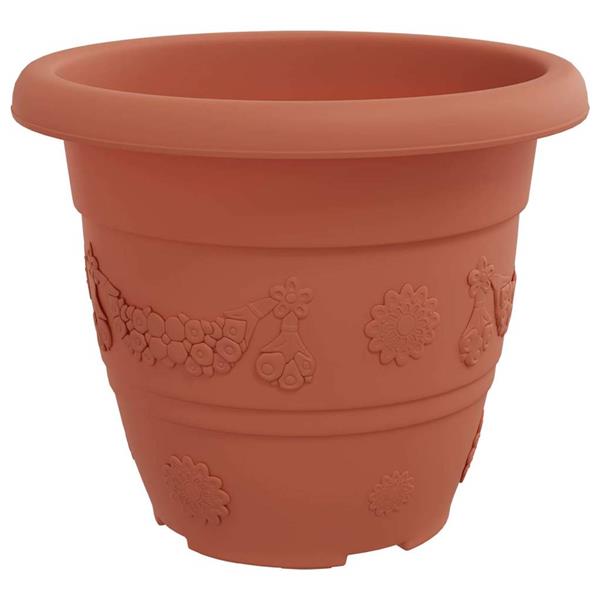 Grote foto vidaxl ronde bloempot 6 pcs baksteenrood 22 x 18 cm kunststof tuin en terras overige tuin en terras