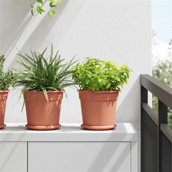 Grote foto vidaxl ronde bloempot 24 pcs baksteenrood 19 x 16 cm kunststof tuin en terras overige tuin en terras