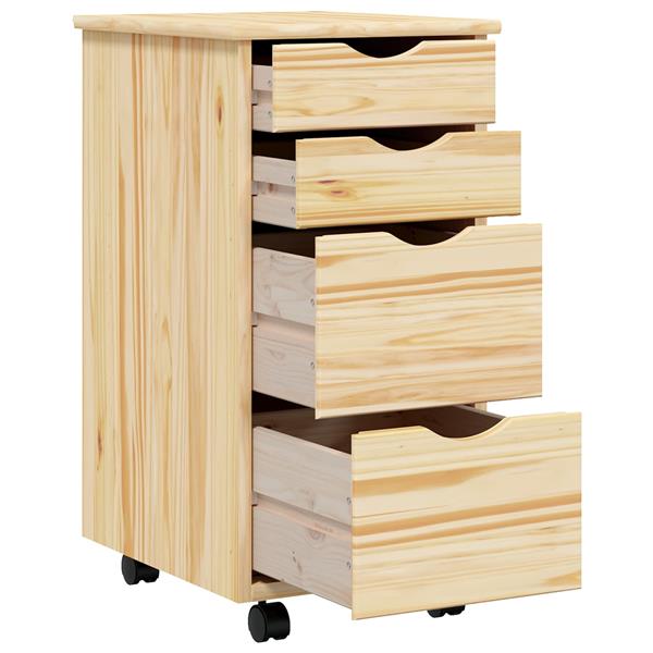 Grote foto vidaxl rolkast met bureau moss heldere vernis 34 x 39 x 65 5 cm huis en inrichting overige