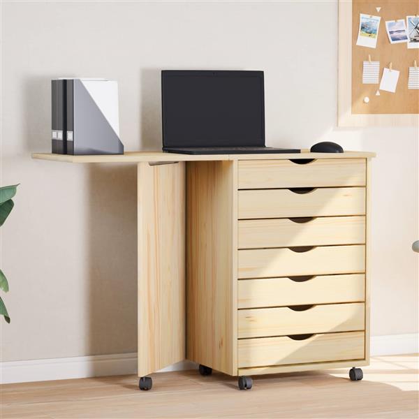 Grote foto vidaxl rolkast met bureau moss heldere vernis 105 5 x 39 x 74 5 cm huis en inrichting overige