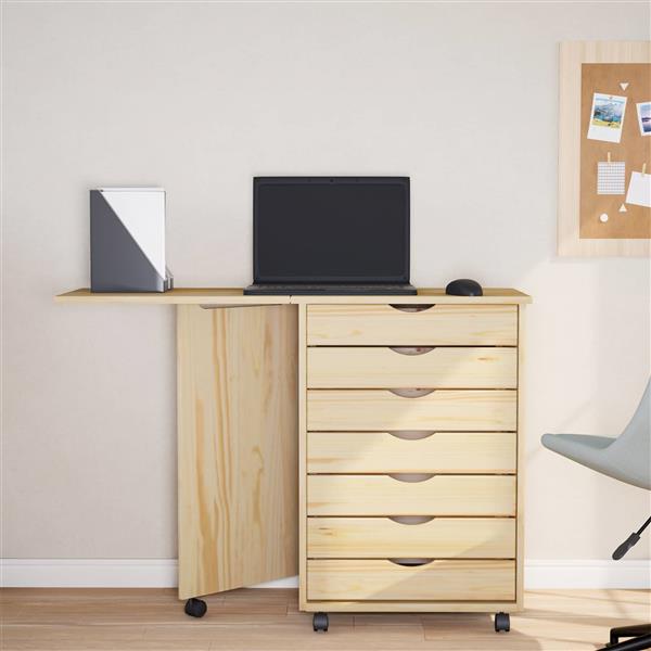 Grote foto vidaxl rolkast met bureau moss heldere vernis 105 5 x 39 x 74 5 cm huis en inrichting overige