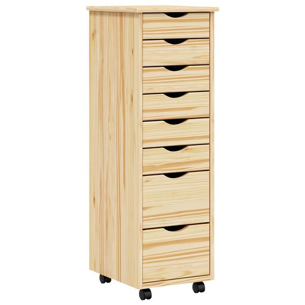 Grote foto vidaxl rolling cabinet met laden moss heldere vernis 34 x 39 x 103 cm huis en inrichting overige