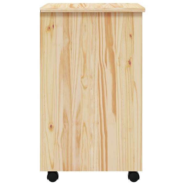 Grote foto vidaxl rolling cabinet met laden moss heldere vernis 53 x 39 x 65 5 cm huis en inrichting overige