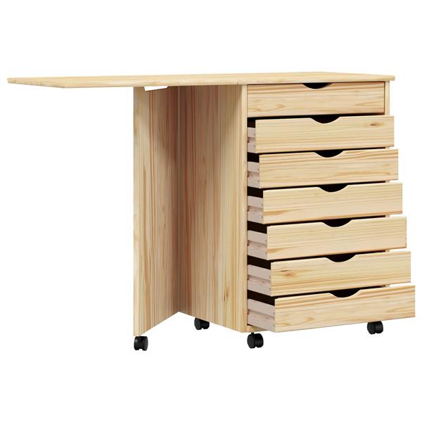 Grote foto vidaxl rolkast met bureau moss heldere vernis 105 5 x 39 x 74 5 cm huis en inrichting overige