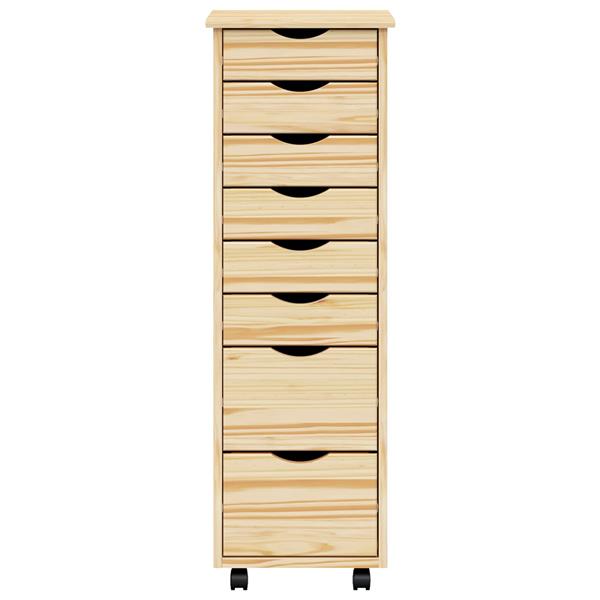 Grote foto vidaxl rolling cabinet met laden moss heldere vernis 34 x 39 x 103 cm huis en inrichting overige