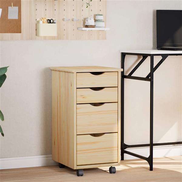 Grote foto vidaxl rolkast met bureau moss heldere vernis 34 x 39 x 65 5 cm huis en inrichting overige