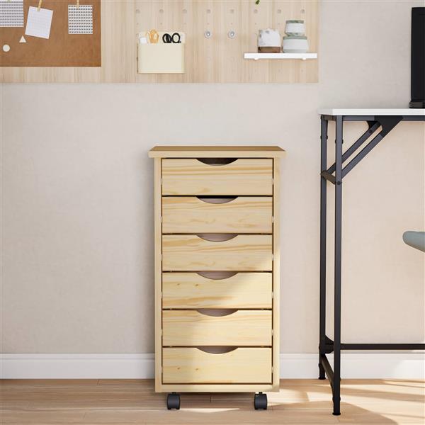 Grote foto vidaxl rolling cabinet met laden moss heldere vernis 34 x 39 x 65 5 cm huis en inrichting overige