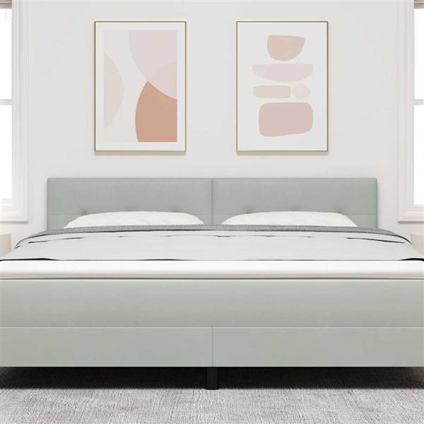 Grote foto vidaxl hoofdbord met hoofdeinde lichtgrijs 180 cm nep leer antiek en kunst stoelen en banken