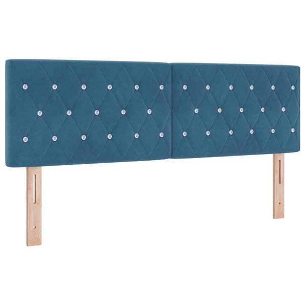 Grote foto vidaxl hoofdbord met hoofdeinde donkerblauw 144 cm nep leer antiek en kunst stoelen en banken