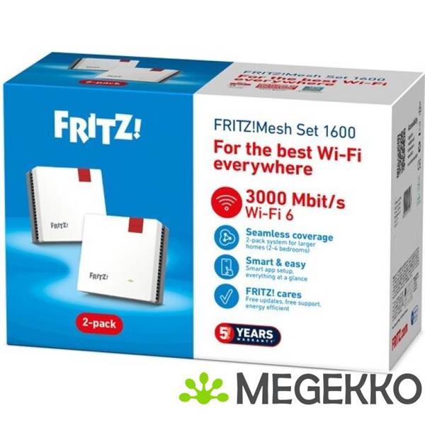 Grote foto fritz mesh wi fi set 1600 2 pack edition international computers en software netwerkkaarten routers en switches