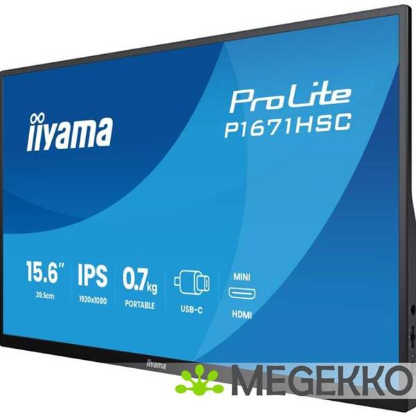 Grote foto iiyama p1671hsc b1 15 6 draagbare ips usb c monitor computers en software overige computers en software