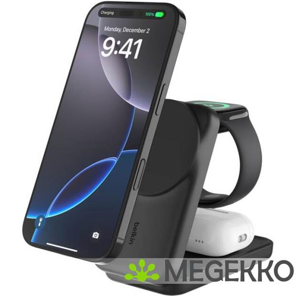 Grote foto belkin ultracharge 25w qi2 3in1 magnetic charger eu black square binnen audio tv en foto algemeen