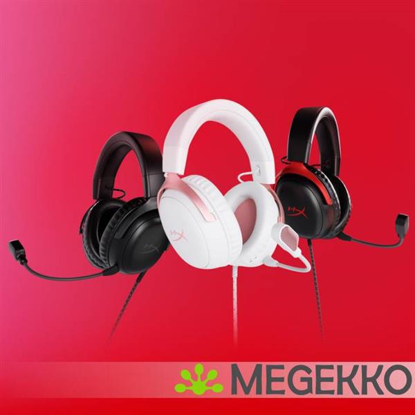 Grote foto hyperx cloud iii bedrade gaming headset in wit roze audio tv en foto koptelefoons