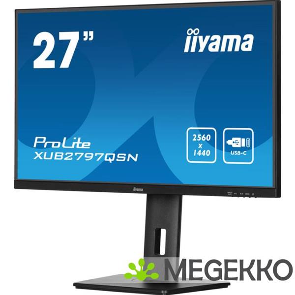 Grote foto iiyama prolite xub2797qsn b2 27 quad hd usb c 100hz ips monitor computers en software overige computers en software