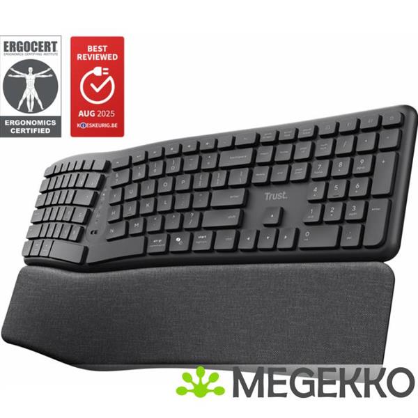 Grote foto trust keyra ergonomisch toetsenbord draadloos zwart computers en software toetsenborden