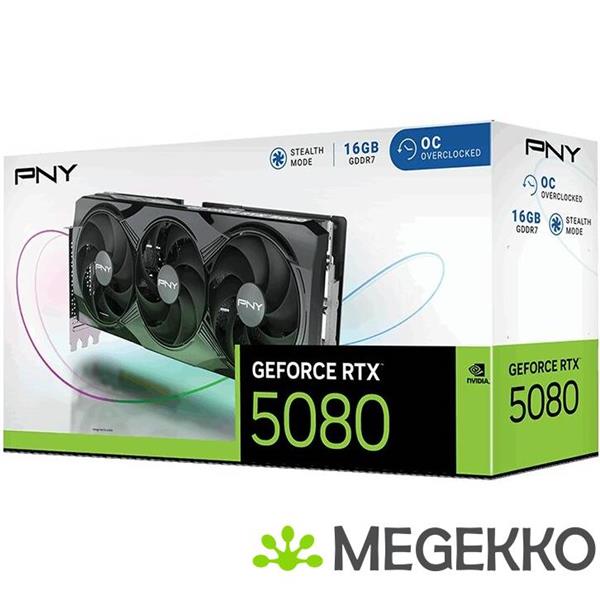 Grote foto pny geforce rtx 5080 16gb overclocked triple fan computers en software videokaarten