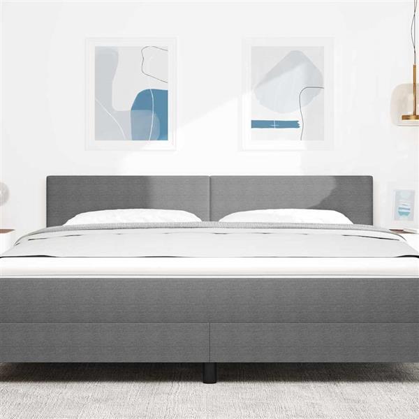 Grote foto vidaxl hoofdbord met hoofdeinde lichtgrijs 180 cm nep leer antiek en kunst stoelen en banken