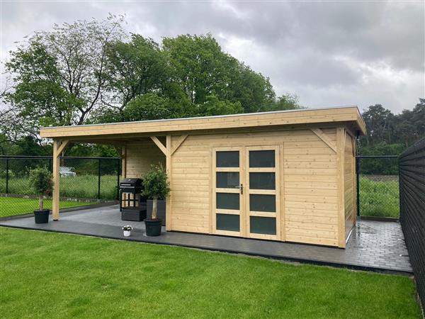 Grote foto vuren topvision bosuil 300 x 300 en luifel 300 cm tuin en terras tuinhuisjes en blokhutten