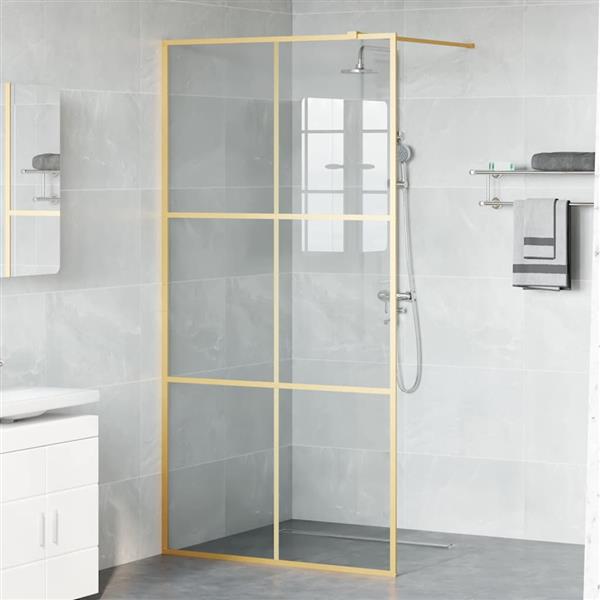 Grote foto vidaxl inloop douche wand goud 100 x 195 cm gehard glas huis en inrichting complete badkamers