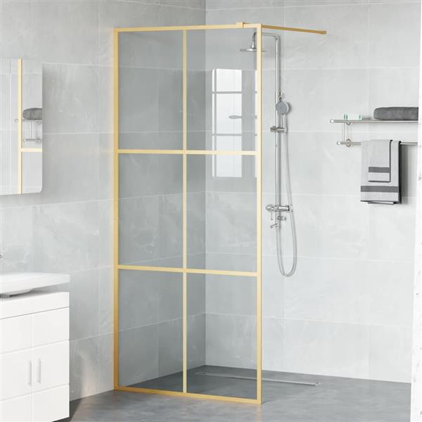 Grote foto vidaxl inloop douche wand goud 90 x 195 cm gehard glas huis en inrichting complete badkamers