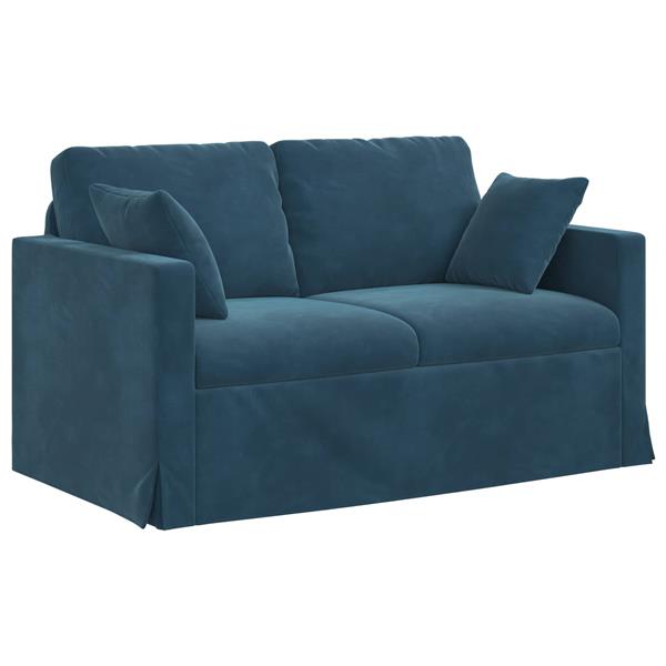 Grote foto vidaxl bank blauw 138 x 78 x 80 cm fluweel huis en inrichting bankstellen