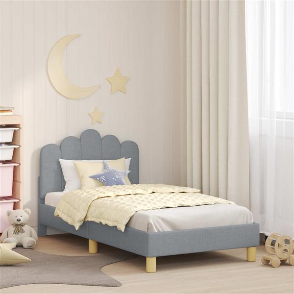 Grote foto vidaxl bedframe voor kinderen met hoofdbord lichtgrijs 80 x 160 cm antiek en kunst stoelen en banken