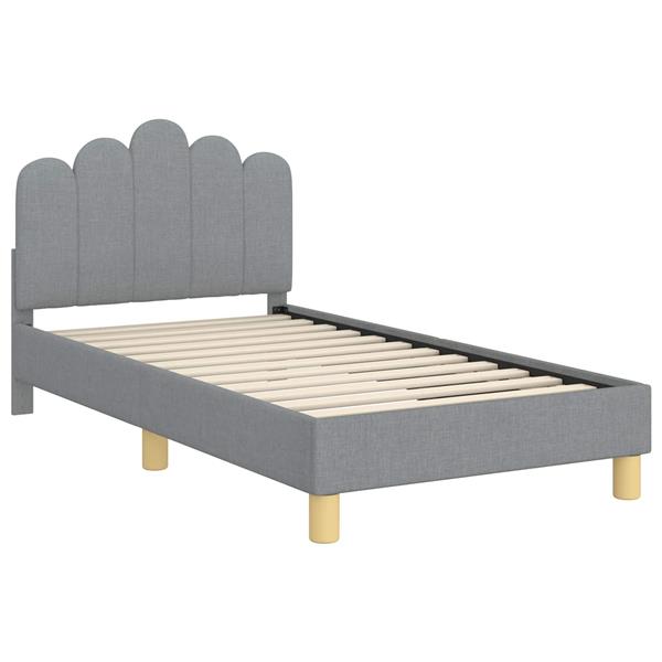 Grote foto vidaxl bedframe voor kinderen met hoofdbord lichtgrijs 80 x 160 cm antiek en kunst stoelen en banken