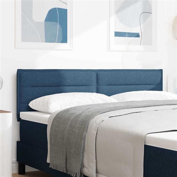 Grote foto vidaxl hoofdbord met hoofdeinde blauw 144 cm nep leer antiek en kunst stoelen en banken