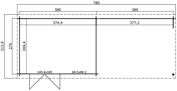 Grote foto blokhut met overkapping aida 760x275 vuren tuin en terras tuinhuisjes en blokhutten