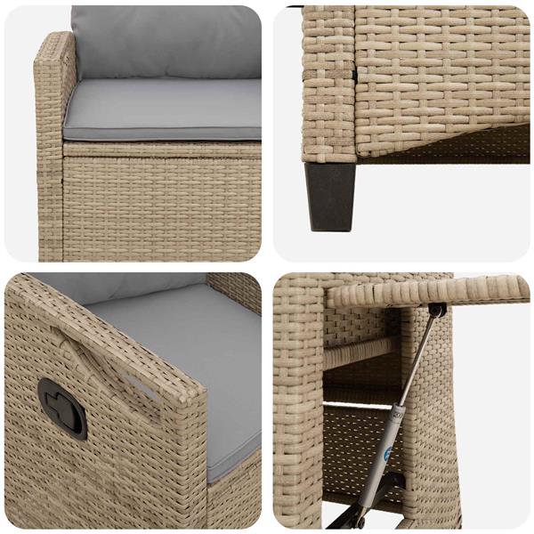 Grote foto vidaxl verstelbare tuinstoel beige en licht grijs 56 x 60 x 112 cm tuin en terras tuinmeubelen