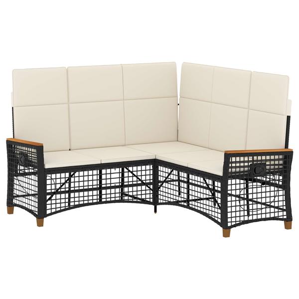 Grote foto vidaxl tuin ligbank set zwart en cream wit 164 x 164 x 112 cm tuin en terras tuinmeubelen
