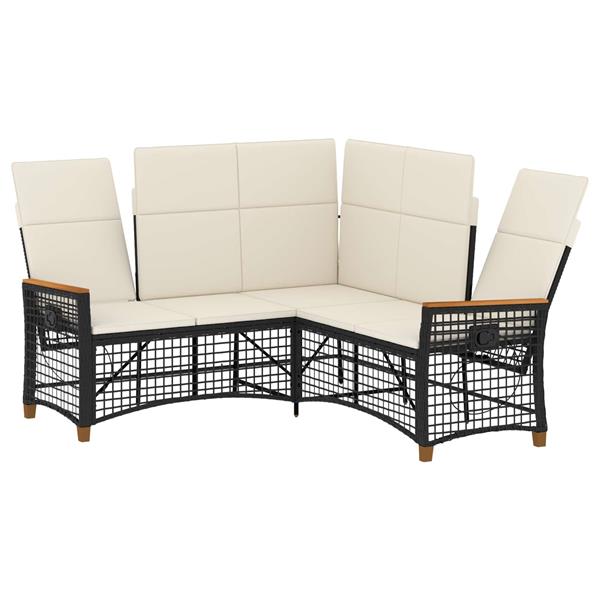 Grote foto vidaxl tuin ligbank set zwart en cream wit 164 x 164 x 112 cm tuin en terras tuinmeubelen