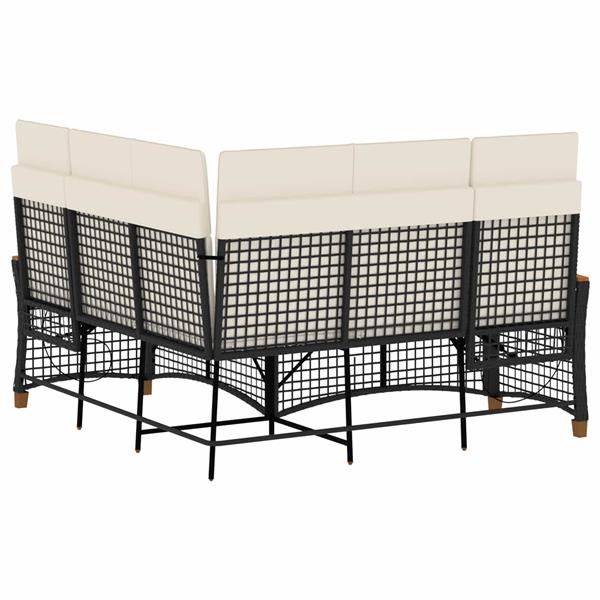 Grote foto vidaxl tuin ligbank set zwart en cream wit 164 x 164 x 112 cm tuin en terras tuinmeubelen