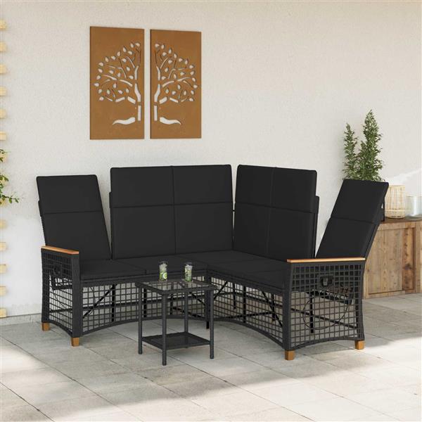 Grote foto vidaxl tuin ligbank set zwart 164 x 164 x 112 cm poly rattan tuin en terras tuinmeubelen