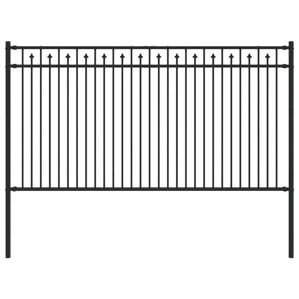 Grote foto vidaxl spike hek zwart 200 x 150 cm gepoedercoat staal tuin en terras hekken en schuttingen
