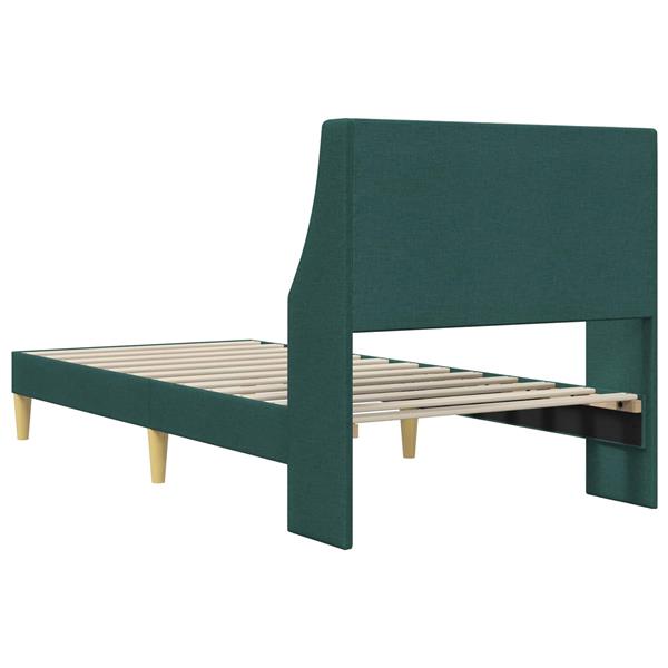 Grote foto vidaxl bedframe met hoofdeinde donkergroen 100 x 200 cm stof antiek en kunst stoelen en banken