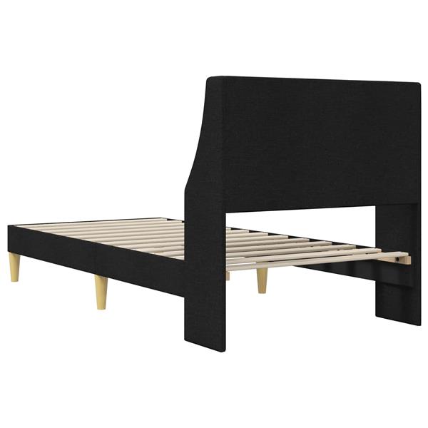Grote foto vidaxl bedframe met hoofdeinde zwart 100 x 200 cm stof antiek en kunst stoelen en banken