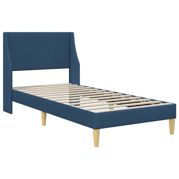 Grote foto vidaxl bedframe met hoofdeinde blauw 90 x 200 cm stof antiek en kunst stoelen en banken