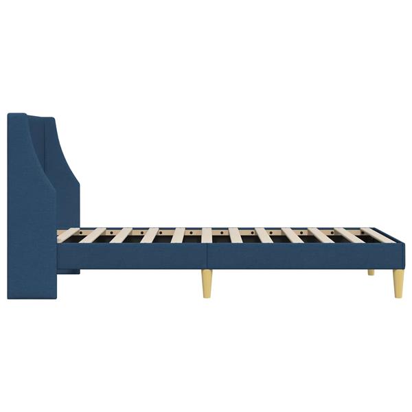 Grote foto vidaxl bedframe met hoofdeinde blauw 90 x 200 cm stof antiek en kunst stoelen en banken