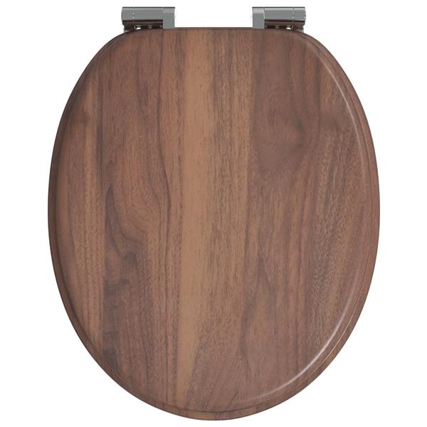 Grote foto vidaxl zachte sluit toiletbril bruin 44 x 38 cm mdf plaat doe het zelf en verbouw sanitair