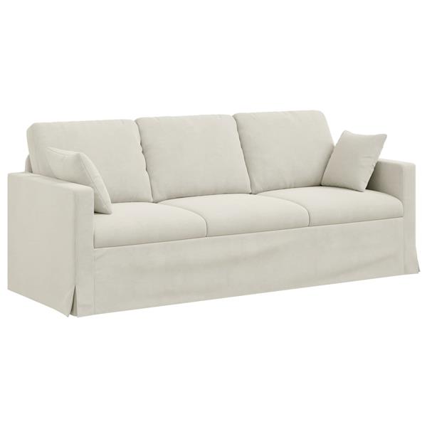 Grote foto vidaxl bank cr me 198 x 78 x 80 cm fluweel huis en inrichting bankstellen