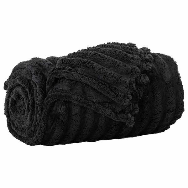 Grote foto vidaxl gooi deken zwart 270 x 240 cm fleece huis en inrichting bedden