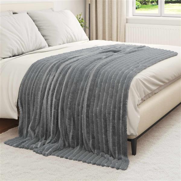 Grote foto vidaxl gooi deken donkergrijs 200 x 150 cm fleece huis en inrichting bedden