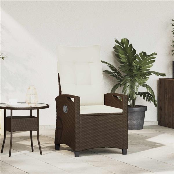 Grote foto vidaxl verstelbare tuinstoel bruin en cr me 56 x 60 x 112 cm tuin en terras tuinmeubelen