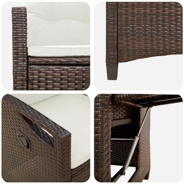 Grote foto vidaxl verstelbare tuinstoel bruin en cr me 56 x 60 x 112 cm tuin en terras tuinmeubelen